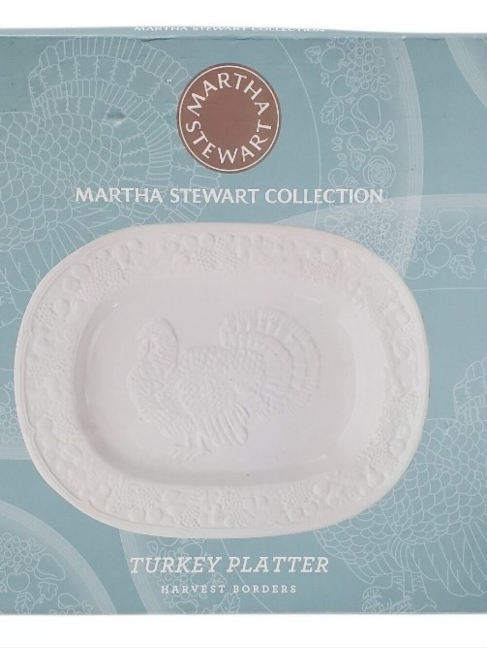 Martha Stewart Harvest Borders Turkey Platter Thanksgiving Seasonal Cottagecore